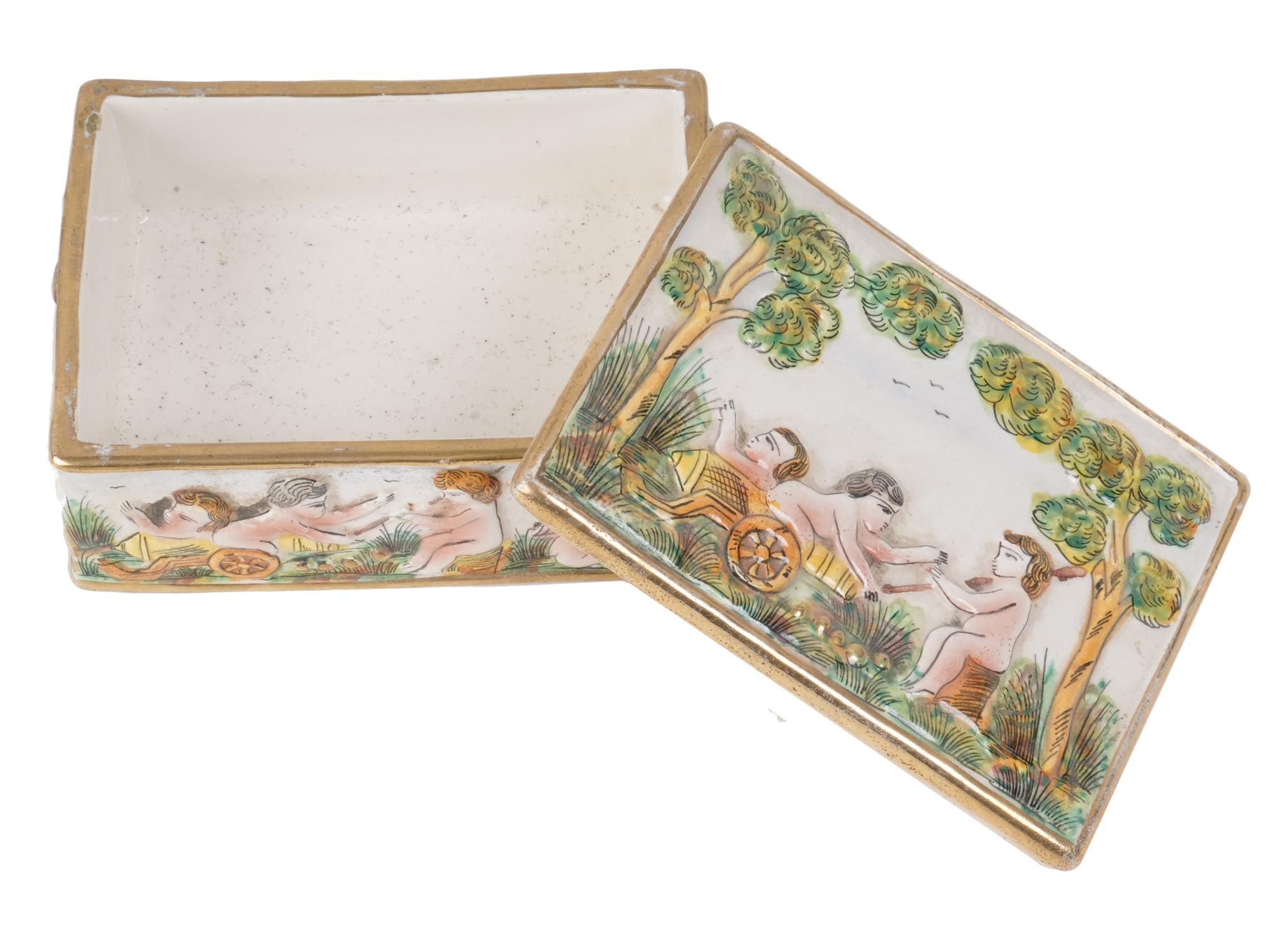 VINTAGE CAPODIMONTE PORCELAIN TRINKET VANITY BOX PIC-4